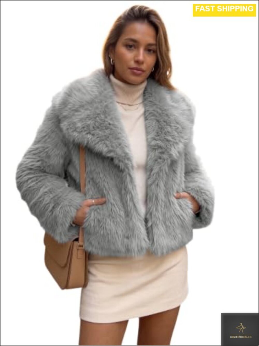 Faux Fur Coat Fuzzy Long Sleeve Lapel Collar Casual Jacket